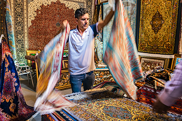 Persian hand-woven rugs made from silk